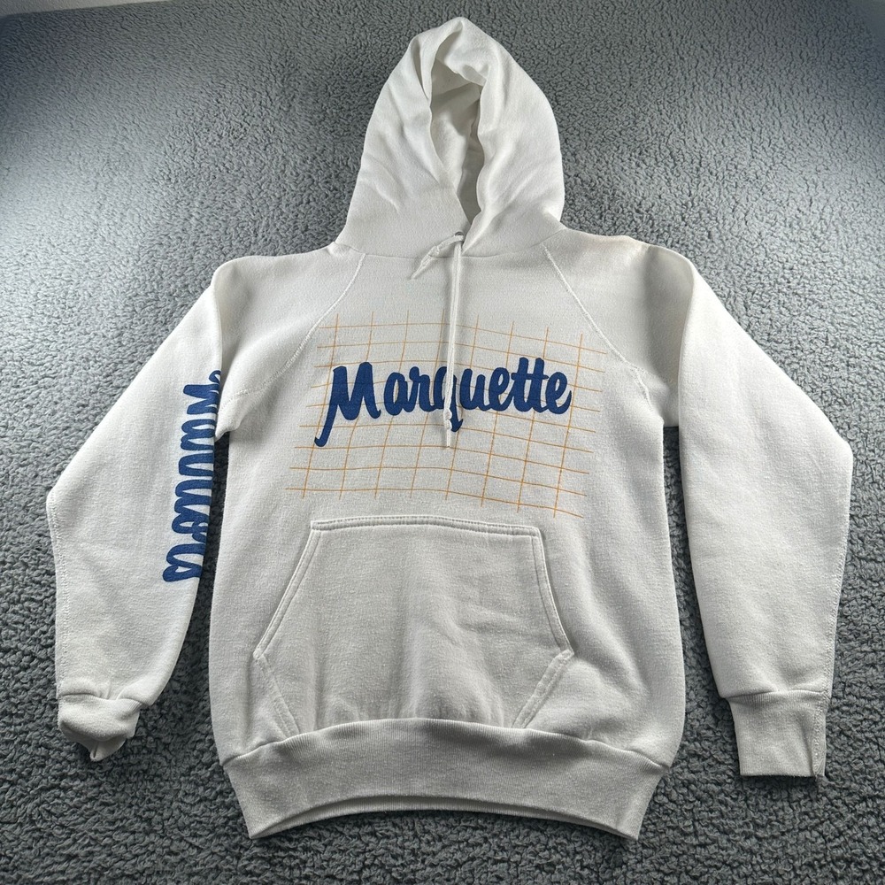 Vtg 80's Marquette University Warriors Hoodie Size S Pullover Sweatshirt USA‎